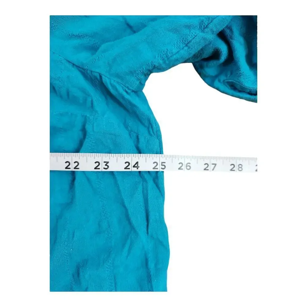 Catherine's women's sz 1X 18/20 cotton tunic blouse teal‎ 3/4 sleeve